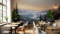 Misty Forest Landscape Wallpaper Mural, Scenic Nature Wall Mural for Cafe and Restaurant Interiors