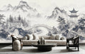Chinese Landscape Ink Wash Wallpaper, Oriental Mountain Bridge Wall Mural
